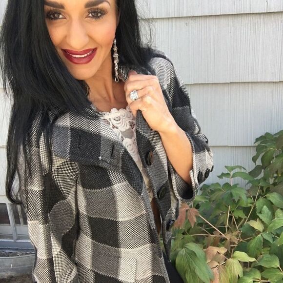 Carlisle wool plaid lined black grey jacket - Picture 3 of 8